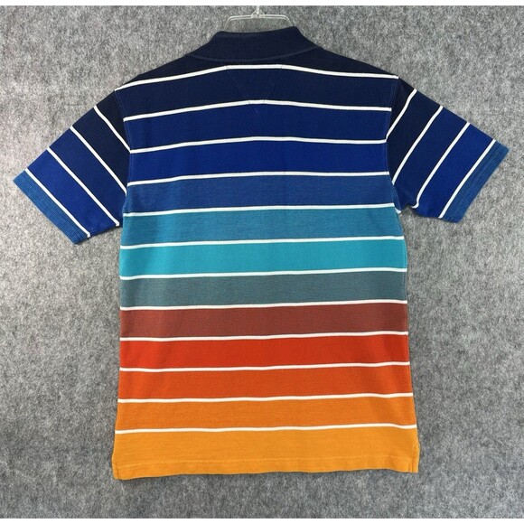 TOMMY HILFIGER Shirt Youth Extra Large Polo Striped Ombre Short Sleeve Cotton - Picture 4 of 8